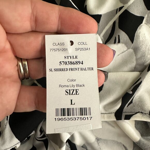 NWT White House Black Market Sleeveless Shirred Halter Top Roma Lily L - Picture 6 of 10